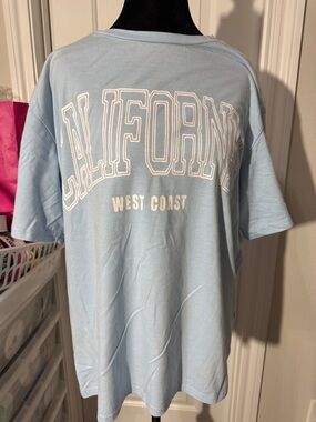 Light Blue "California West Coast" Short Sleeve Oversized Graphic Tee